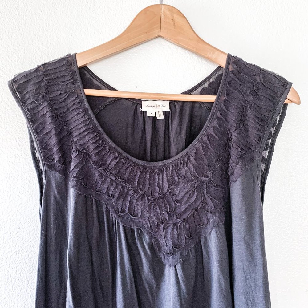 Anthropologie Meadow Rue Gray Bibbed Verona Tee - Picture 4 of 8